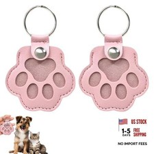 Pet Memorial Gifts for Cat Dog Cute Leather Paw Keychain Pet Hair Keepsake Pink