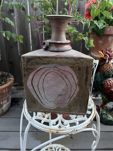 Artist Signed Zeltzer RAKU Style Studio Art Pottery 11” X 6.6” Earth Tones