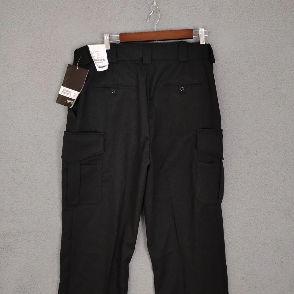 Blauer Pants Mens 36 Black Cargo Pockets Polyester Trousers Uniform Raw Hem NEW - Image 4 of 4
