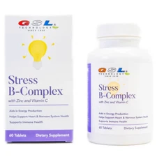 GSL Stress B Complex Dietary Supplement With Zinc Vitamin C 60 Tablets EXP 01/27