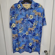 Birdie Bound Mens Medium Leopard Jungle Novelty Performance Golf Polo Shirt Logo