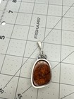 Big NOS Sterling Silver Natural Baltic Amber Handcrafted Organic Pendant — photo 7