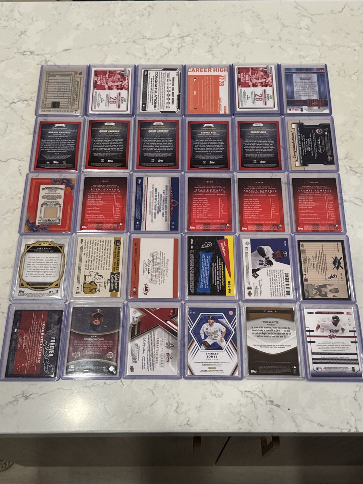 30 Baseball Card Game Used Jersey & Bat Lot: Pujols, Wright, Ashburn, Wilhelm, view 12