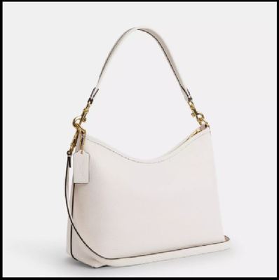 COACH CR148 Laurel Shoulder Bag Soft Pebble Leather Chalk White