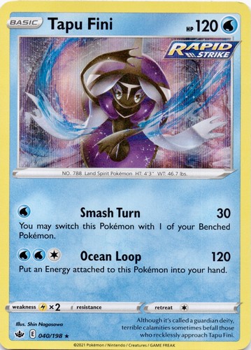 Tapu Fini 040/198 Holo Rare Chilling Reign Pokemon Lightly Played