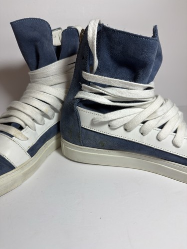 Kris Van Assche Multi-Lace High Top Sneakers Navy Blue Suede Mens EU 44 US 11 - Picture 7 of 24