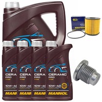 MotoröL Filter Set Mannol 10W-40 9 Liter + Schraube FüR Opel Movano 2.2 Dti X70