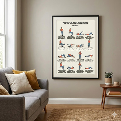 Pelvic Floor Exercises for Women, Kegel Workout Guide, Poster or Canvas Wall Art