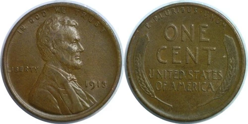 1913 1C Lincoln Wheat Cent XF
