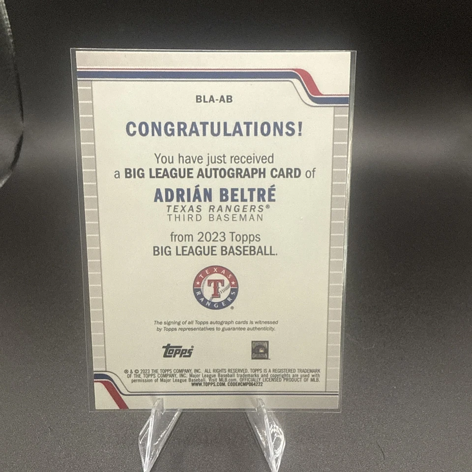 2023 Topps Big League autógrafo Adrian Beltre/99 Rangers Salón de la fama Foto 2 de 2