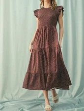 Wishlist Amelia Midi Dress Burgundy & Clover