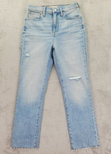 Madewell  The Perfect Vintage Jean  Light Wash Raw Hem Distressed Jeans Size 26P