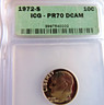 ICG 10C 1972-S Proof 70 DCAM ROOSEVELT DIME San Francisco Roosevelt