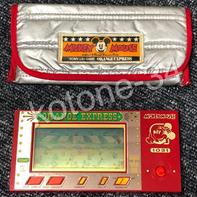 TOMY Mickey Mouse Orange Express LCD Game Retro Handheld Tested Working w/ Case