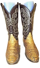 Tony Lama Men’s Cowboy Python Snakeskin Leather Boots Sz 8D Style 8114 USA Made