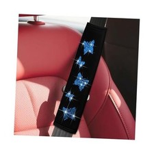 2PCS Car Seat Belt Covers, Butterfly Design for Women Polyester Seatbelt Blue