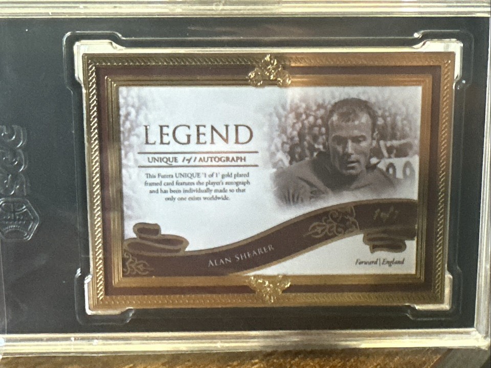 ALAN SHEARER 1/1 ON CARD AUTO FUTERA GOLD FRAME ENGLAND NEWCASTLE