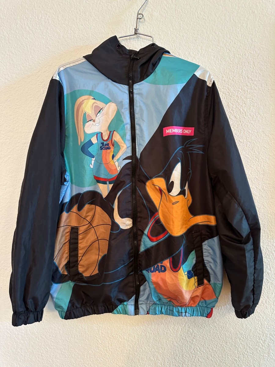 Space Jam Jacket Mens Medium All Over Print Cartoon Lightweight