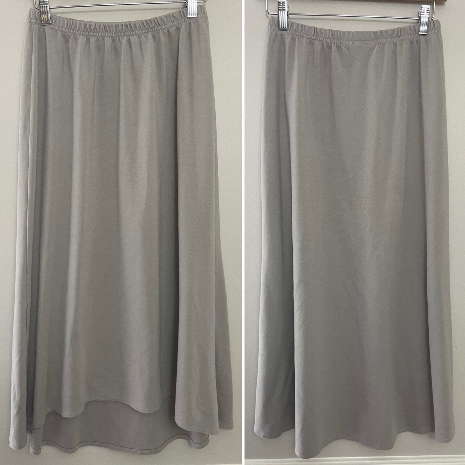 Bryn WALKER USA Made Taupe Modern Minimalist Lagenlook Midi Modal Skirt S/M