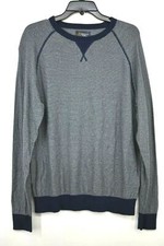Wallin  Bros Mens Transitional Striped Sweater Blue Print Crew Neck NWT