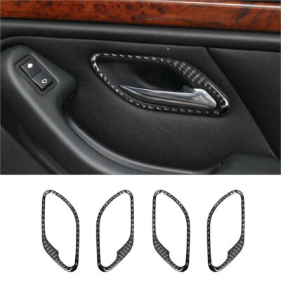 Fit For BMW 5 Series E39 M5 Carbon Fiber Car Interior Door Handle Cover Trim 4*