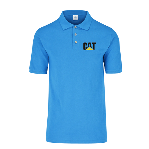 Polo Shirt Caterpillar Logo Short Sleeve Fitted Slim Fit Cotton Polyester 50/50 - Picture 2 of 13