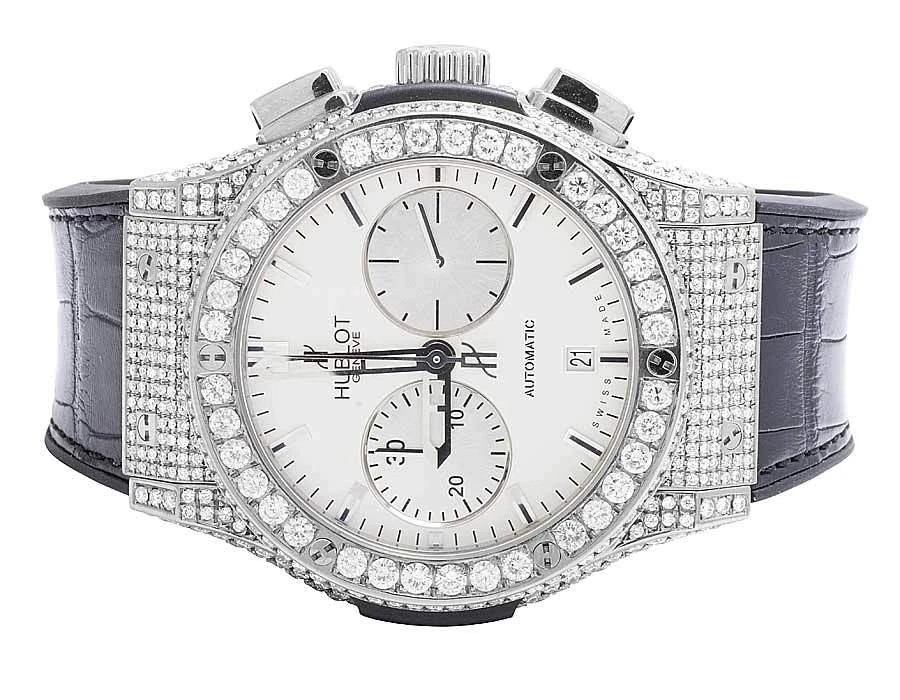 Hublot — Brand New Excellent Mens 45 MM Hublot Classic Fusion Bang Diamond Watch 10.5 Ct