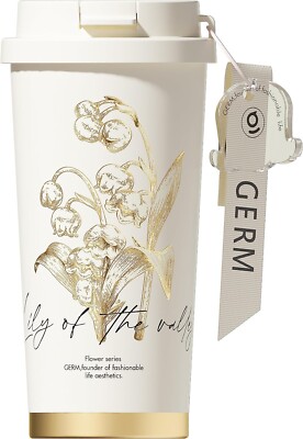 GERM Tumbler Mug Bottle 500ml White and Pink Lily of the Valley