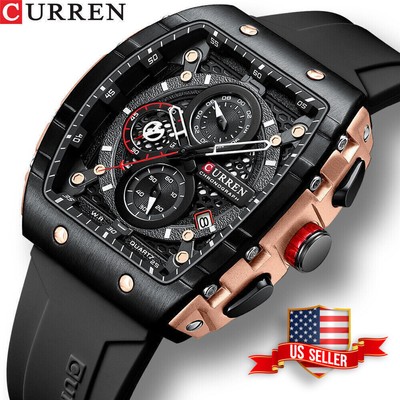 Curren 8442 Chronograph Sports Watch Silicon/Luminous - USA Shipper