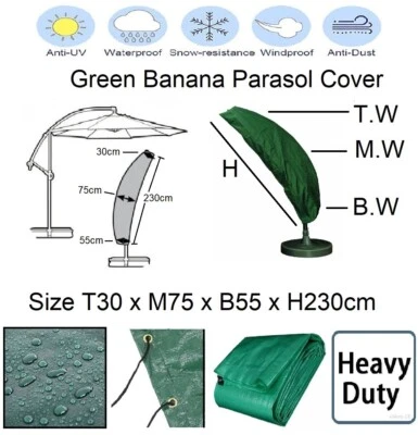EUROMARKS UK 3M Parasol Cover Waterproof Garden Banana Umbrella Cantilever PE Parasol Cover