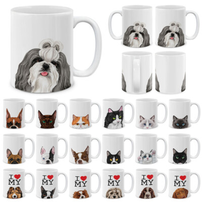 I Love My Dog Design Ceramic Coffee Milk Mug Tea Cup With Handgrip, 11 Oz