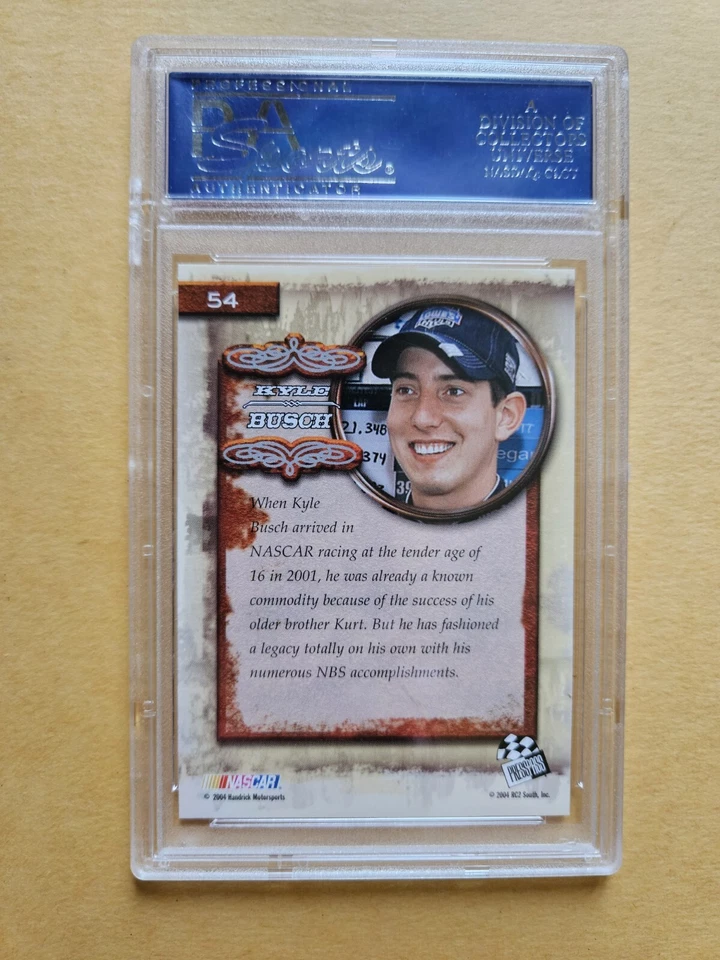 FUTURE 1st BALLOT NASCAR HOF'ER KYLE BUSCH 2004 PP OPTIMA #54 RC, PSA 9 MINT!!! - Image 2 of 2