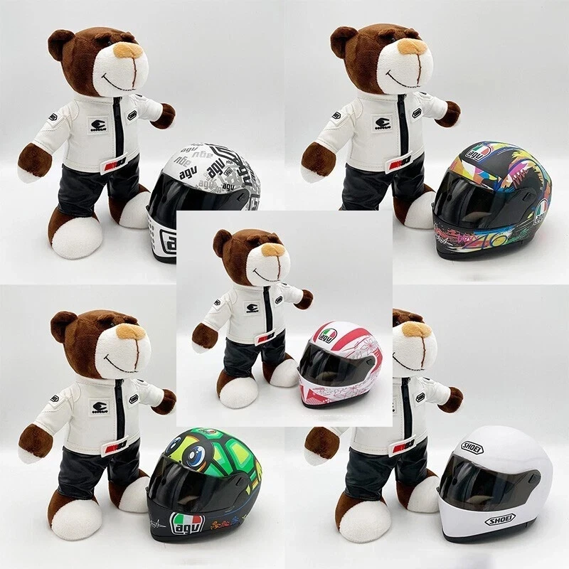 Motorcycle Bear Doll Helmet Teddy Bear Toys Rally Motorcycle Racing Bear Decor