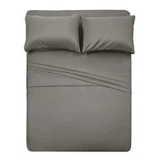 4 Piece Bed Sheet Set -1 Flat Sheet1 Fitted Sheet and 2 Pillow Cases Brushed ...