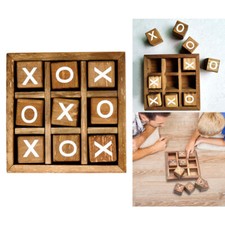 Tic Tac Toe Wooden Coffee Tables Family Games for Living Room Rustic