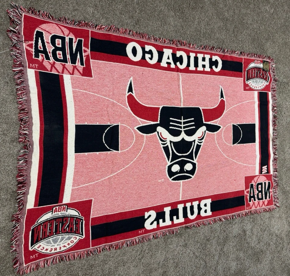 Vtg Chatham Chicago Bulls Throw Blanket NBA Woven Tapestry Wall Hanging 44 X 68 - Image 4 of 4