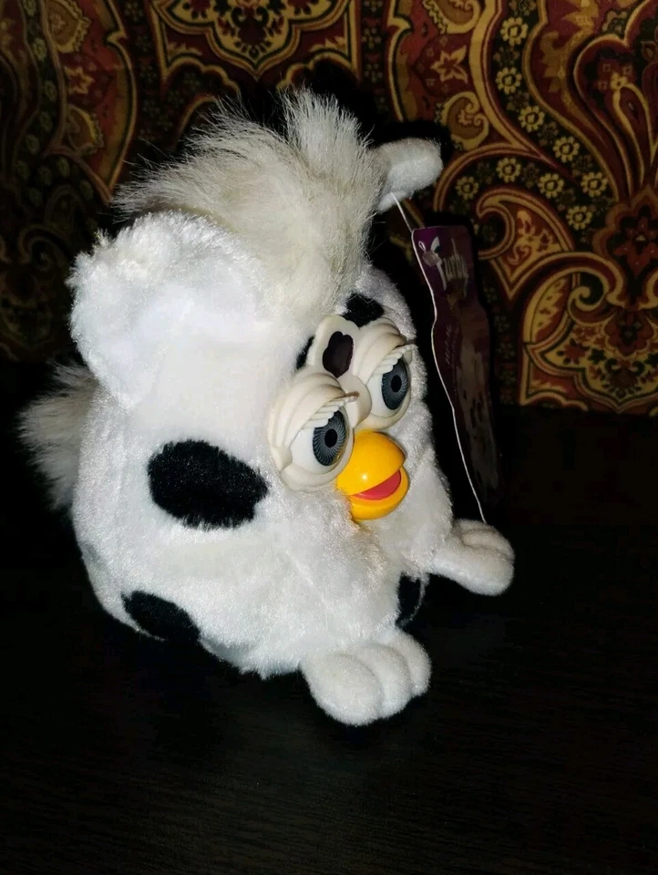 Pelúcia Furby Buddies "Piada Feliz" Branco com Manchas Pretas Bicho de Pelúcia 1999 Novo (A - Imagem 2 de 4