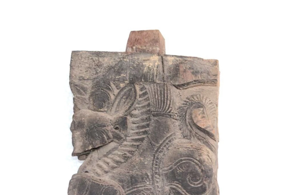 Panel de madera antiguo vintage raro tallado soporte Yali decoración del hogar coleccionable Foto 2 de 4