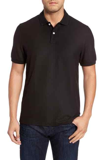 Nordstrom 2XL Men's Pique Polo Shirt Black 2XLarge Short