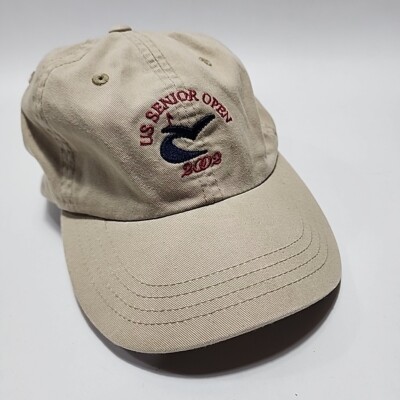 US Senior Open Golf Hat 2002 Tan Adjustable Embroidered 100% Cotton Clean