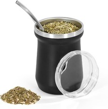 Yerba Mate Cup 5 Oz Yerba Mate Gourd and Bombilla Straw Set Stainless Steel New