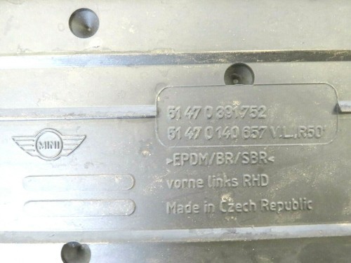 Genuine Used MINI Front Left Side All Weather Rubber Floor Mat R53 0391752 #2 - Picture 6 of 6