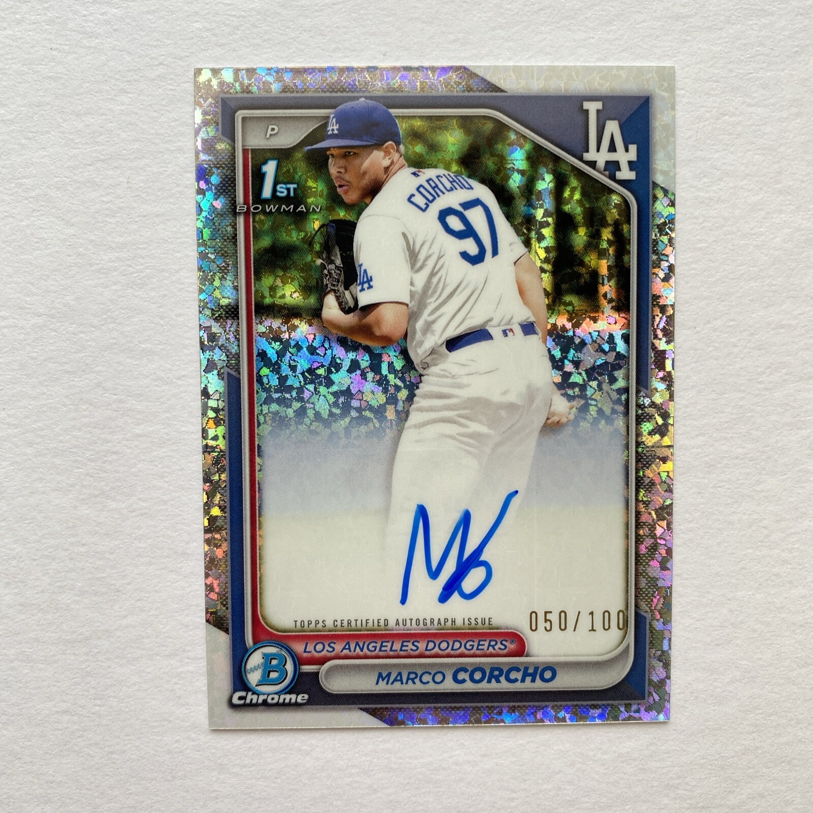 2024 1st Bowman Chrome Marco Corcho Mini Diamond SP AUTO /100 LA Dodgers