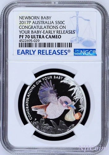 2017 P Australia PROOF COLORIZED Silver Newborn Baby NGC PF70 1/2oz Coin