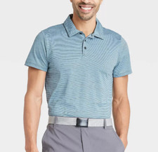 NEW All In Motion Men's Olive Green Striped Performance Polo Size 2XL