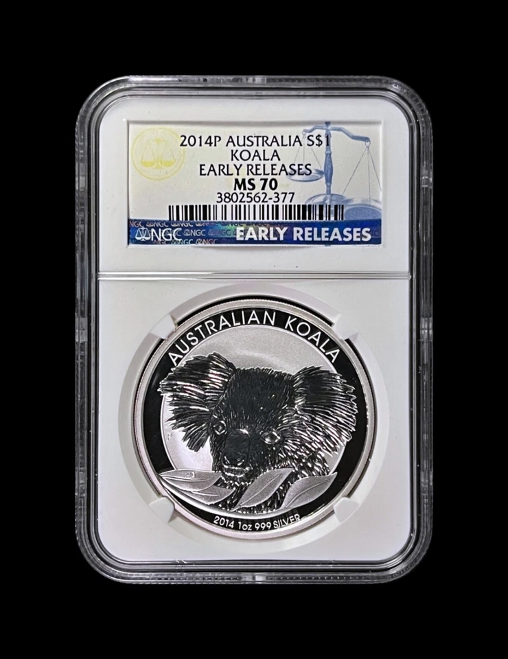 AUSTRALIA. 2014, Dollar, Silver - NGC MS70 - Top Pop 🥇 Koala and Leaves 🐨 RARE - Image 2 of 4
