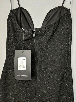 New With Tags! Fashion Nova Black Glitter Bomb Dress - Size XS | eBay