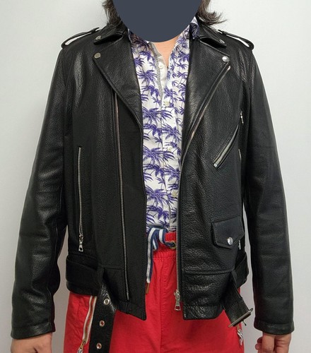 KLASSISCHE LEDER BIKER JACKE ZIEGENLEDER für japanischen Markt US Herren Größe 42 - Bild 3 von 9