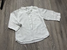H&M Boys 6-9 Months 100% Cotton Collarless Summer White Shirt