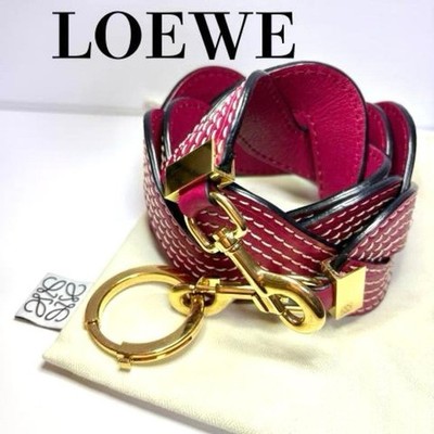 Authentic LOEWE Wavy Shoulder Strap Color Red Leather With Storage Bag Used